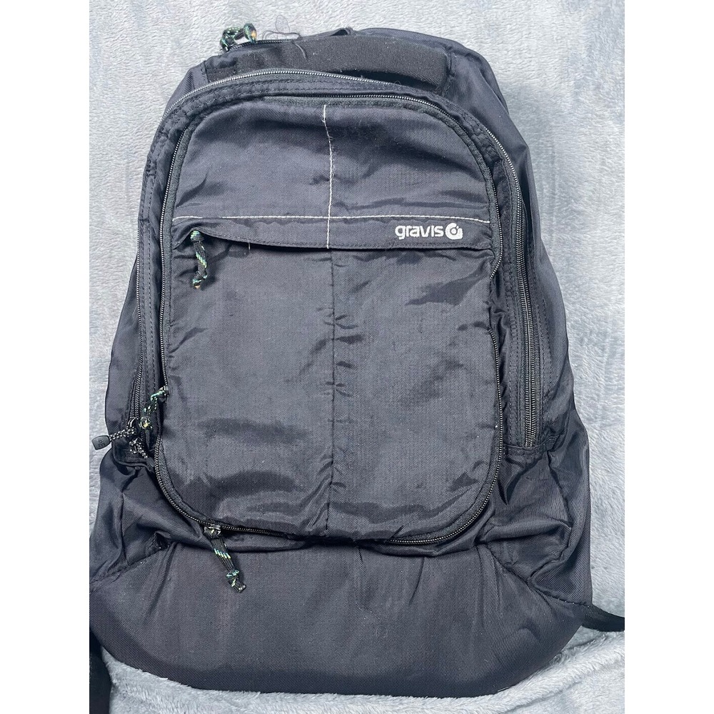 Gravis Black Backpack Laptop Bag School Commuter Ripstop Lining Rare Vintage